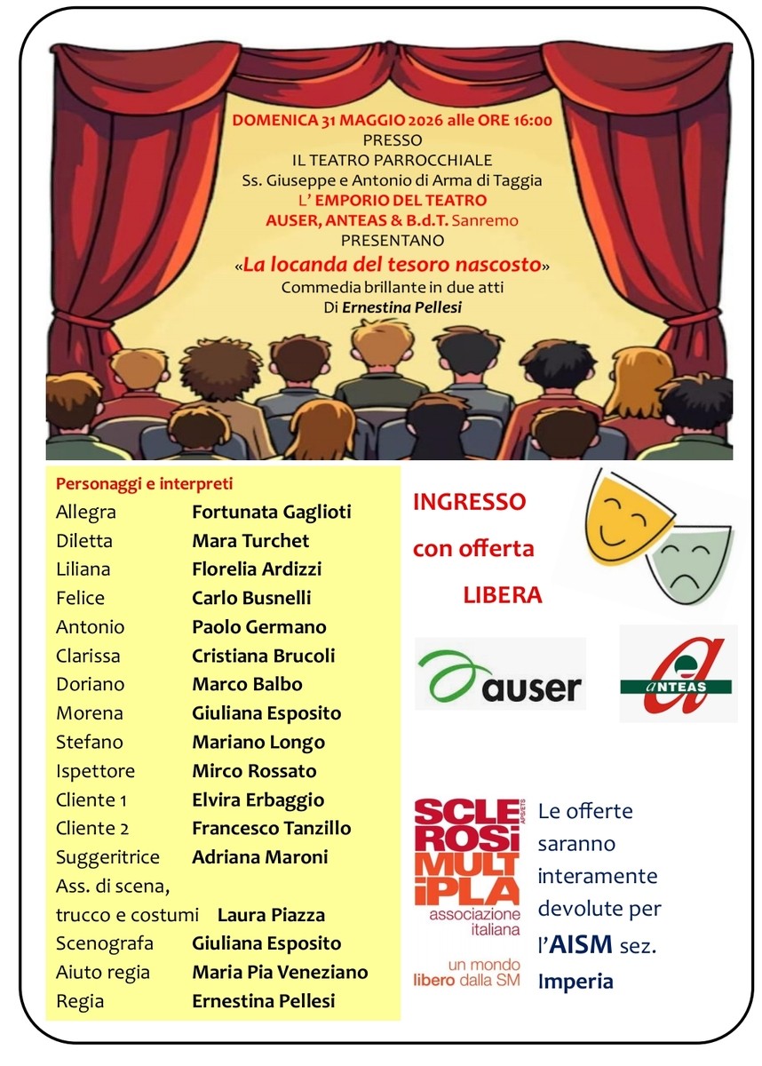Arma di Taggia, l'Emporio del Teatro torna in scena  con la commedia "La locanda del tesoro nascosto"