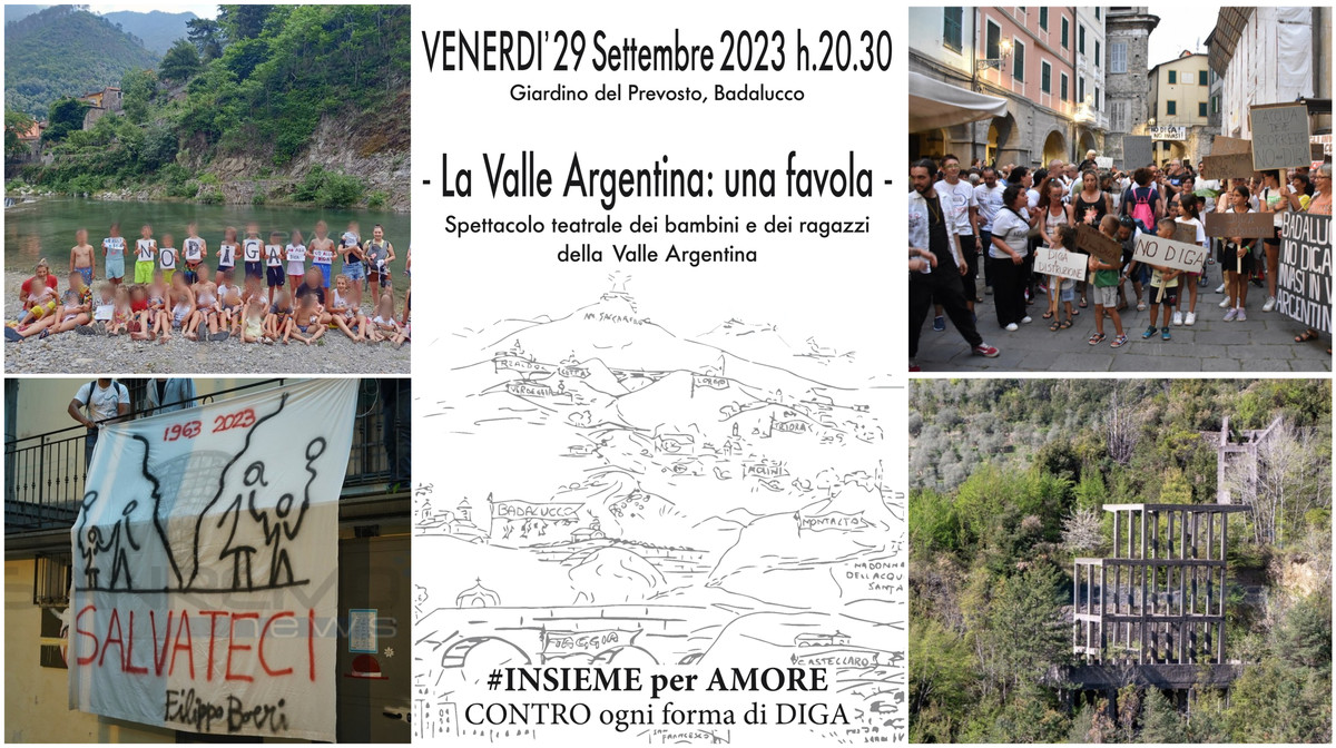 Protesta contro ogni forma di diga in valle Argentina: spettacolo teatrale con bambini e ragazzi Protesta contro ogni forma di diga in valle Argentina: spettacolo teatrale con bambini e ragazzi