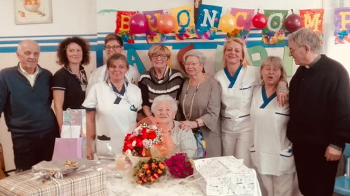 Sanremo: grande festa ieri pomeriggio all'opera Don Orione per i 100 anni di Nirde Ceriolo (Foto)