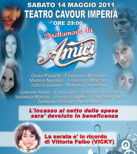 Imperia: sabato 14 maggio al Teatro Cavour serata di beneficenza in ricordo di 'Vicky' Imperia: sabato 14 maggio al Teatro Cavour serata di beneficenza in ricordo di 'Vicky'