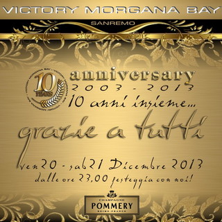 Sanremo: domani sera la grande festa per il 10° anniversario del Victory Morgana Bay