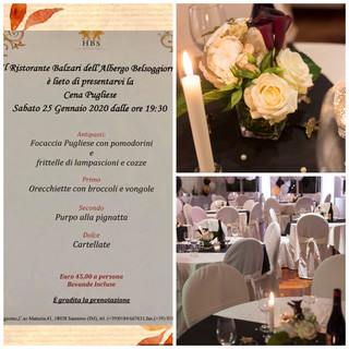 Serata gourmet all’hotel Belsoggiorno di Sanremo con protagonisti i piatti ed i vini della tradizione pugliese
