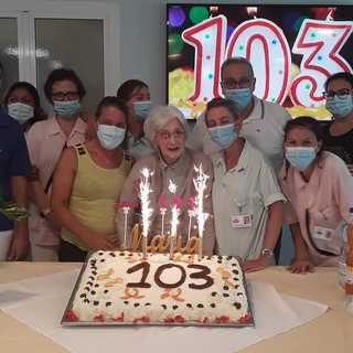 Vallecrosia: venerdì scorso la festa per i 103 anni di Maria Ciccolunghi alla Rsa 'Casa Rachele' (Foto)