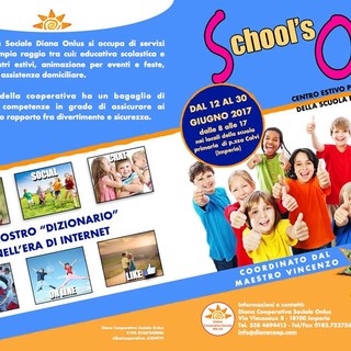 Imperia: la Cooperativa Diana organizza il centro estivo School’s Out dal 12 al 30 giugno Imperia: la Cooperativa Diana organizza il centro estivo School’s Out dal 12 al 30 giugno