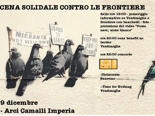 Imperia: un fine settimana denso di impegni per La Talpa e l'Orologio, venerdì cena solidale contro le frontiere Imperia: un fine settimana denso di impegni per La Talpa e l'Orologio, venerdì cena solidale contro le frontiere