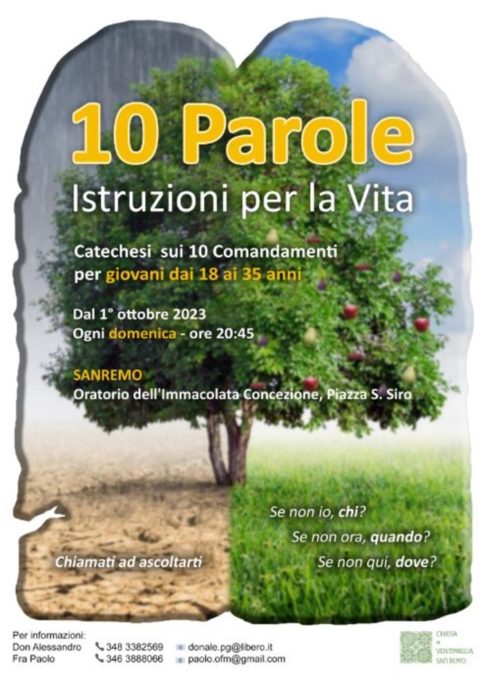 Al via la terza edizione della catechesi sui 10 Comandamenti della Diocesi Ventimiglia-Sanremo