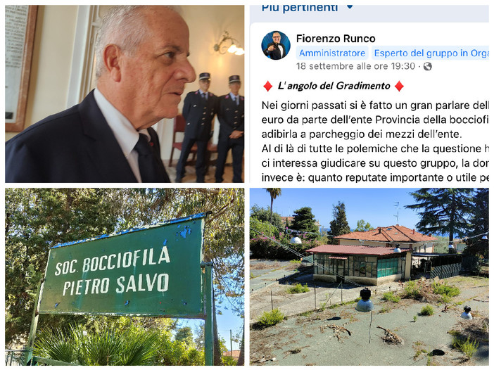 Parcheggio per le auto della Provincia nell’ex Bocciofila bocciato. Runco (VivImperia): “Preferibile uno spazio ad esclusivo verde pubblico” Parcheggio per le auto della Provincia nell’ex Bocciofila bocciato. Runco (VivImperia): “Preferibile uno spazio ad esclusivo verde pubblico”