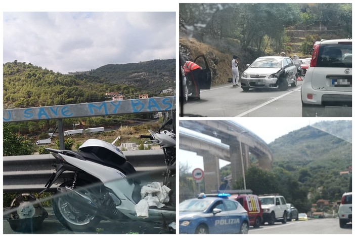 Imperia, incidente tra auto e scooter sulla Statale 28: ferito 64enne (foto)