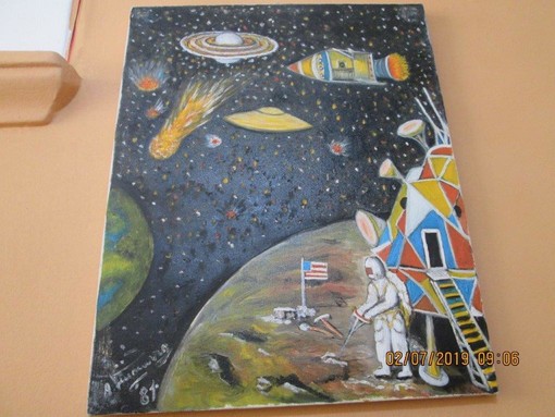 Ventimiglia:  quadro a colori della produzione del M° Angelo Vinciguerra esposto al bar cinese Liu