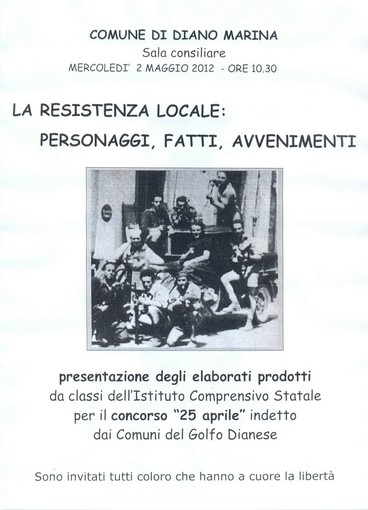 Diano Marina: il 2 maggio, presentazione degli elaborati degli studenti per il concorso '25 Aprile' Diano Marina: il 2 maggio, presentazione degli elaborati degli studenti per il concorso '25 Aprile'
