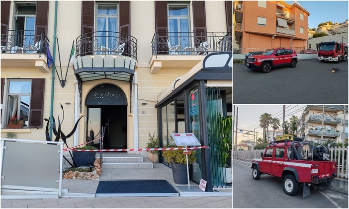 Bordighera, fiamme all’hotel Parigi: evacuati ospiti e personale (Foto e video)