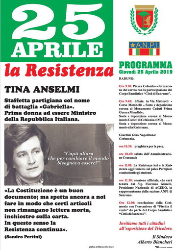 Sanremo: ecco il programma delle celebrazioni per la Festa della Liberazione del 25 aprile