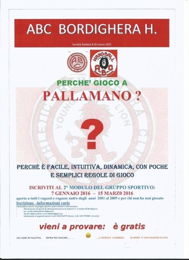 Pallamano: l’ABC Bordighera riprende l’attività agonistica e il 2° Modulo Gruppo Sportivo. Sabato doppio appuntamento a Contes.