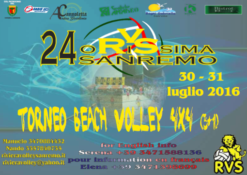 Sanremo: il 30 e 31 luglio torna la 24orissima Sanremo Beach Volley sui campi del K-Beach e dei Bagni Gabriella