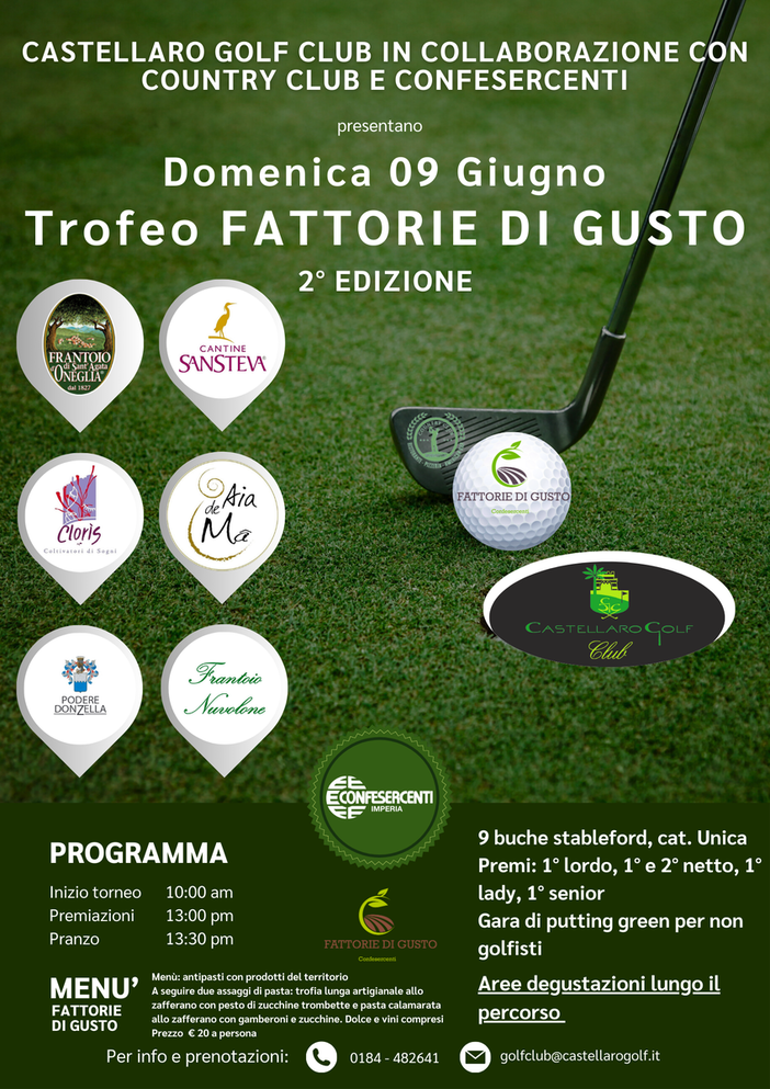 Castellaro: Confesercenti organizza un torneo di golf per sponsorizzare le aziende enogastronomiche locali