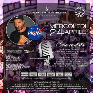 Sanremo: domani sera al Victory, cena cantata con la partecipazione straordinaria di Dj Pigna