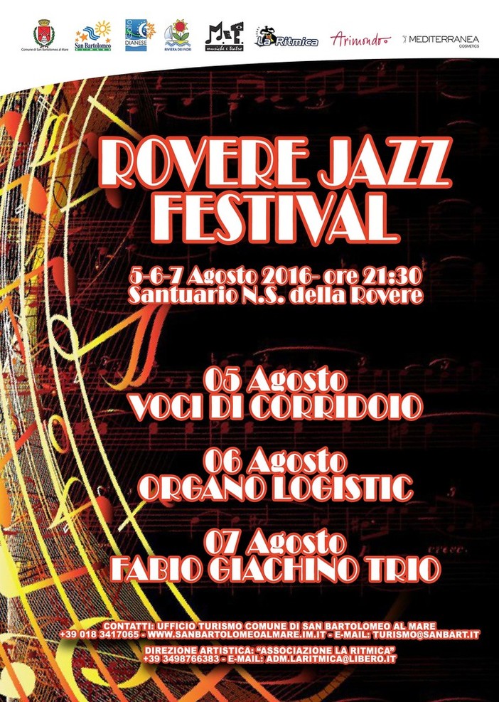 San Bartolomeo al Mare: cresce l'attesa per il Rovere Jazz del prossimo fine settimana San Bartolomeo al Mare: cresce l'attesa per il Rovere Jazz del prossimo fine settimana