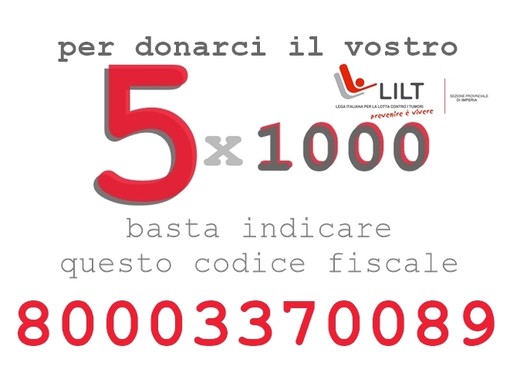 Solidarietà: l’appello della sezione provinciale di Imperia-Sanremo della LILT per il 5 per mille dell'Irpef