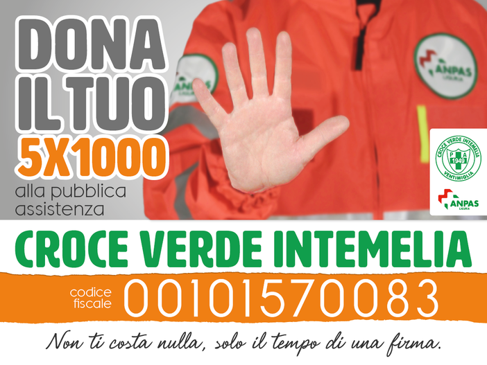 L'appello della Croce Verde Intemelia per la donazione del 5x1000: “Aiuta chi ti aiuta, aiutaci ad aiutare”