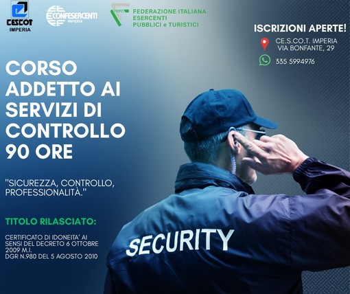 Sicurezza e legalità nei locali: al via il corso Cescot per Addetti al Controllo
