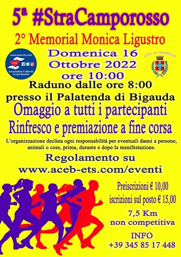 Tutto pronto per la quinta edizione della StraCamporosso 2° Memorial Monica Ligustro Tutto pronto per la quinta edizione della StraCamporosso 2° Memorial Monica Ligustro