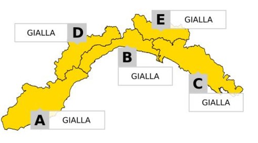 Maltempo: allerta gialla per temporali su tutta la Liguria (bacini piccoli e medi) dalle 5 alle 18 di domani