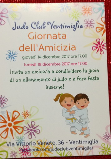 Appuntamento domani con la prima 'Giornata dell’Amicizia' allo Judo Club Ventimiglia Appuntamento domani con la prima 'Giornata dell’Amicizia' allo Judo Club Ventimiglia