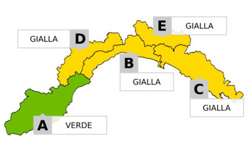 Maltempo in arrivo sulla nostra regione: diramata l'allerta tranne che nell'imperiese, previste piogge e temporali