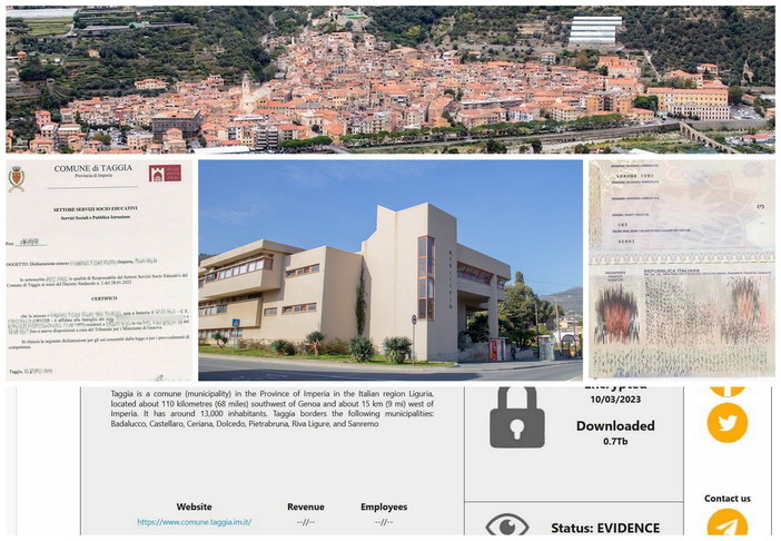 Attacco hacker al Comune di Taggia: il gruppo di cybercriminali ha pubblicato documenti e dati sensibili (Foto)