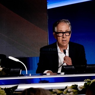 Il sindaco Alberto Biancheri in conferenza stampa al Teatro Ariston (foto Duilio Rizzo)