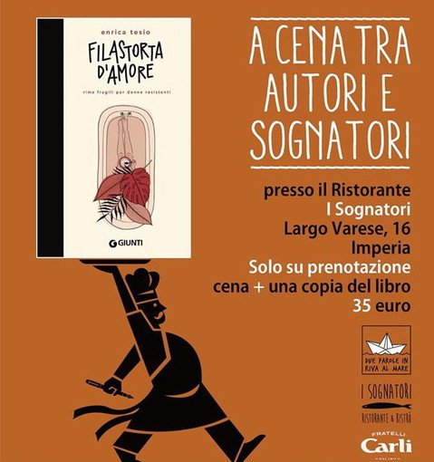 Imperia: mercoledì prossimo nuovo appuntamento con 'A cena tra autori e sognatori' con Enrica Tesio Imperia: mercoledì prossimo nuovo appuntamento con 'A cena tra autori e sognatori' con Enrica Tesio