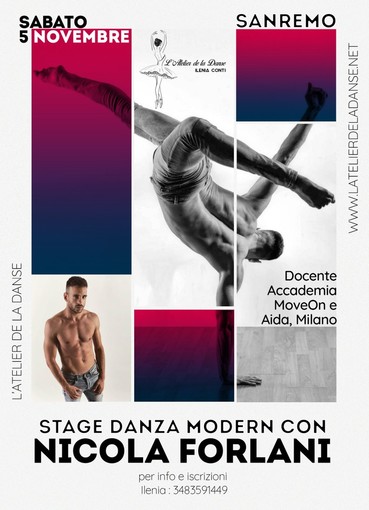 Sanremo: l’Atelier de la Danse apre all’insegna della grande danza internazionale con lo stage di Nicola Forlani