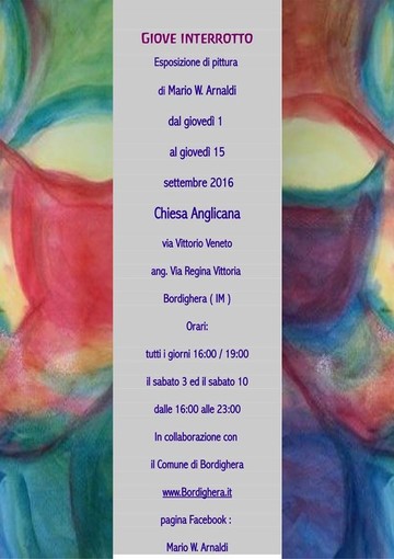Bordighera: al via l'esposizione pittorica "Giove interrotto" dell'artista Mario W. Arnaldi Bordighera: al via l'esposizione pittorica "Giove interrotto" dell'artista Mario W. Arnaldi