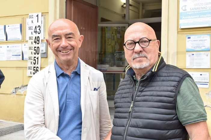 Il sindaco Mager insieme a Danieli, Polo civico Sanremo