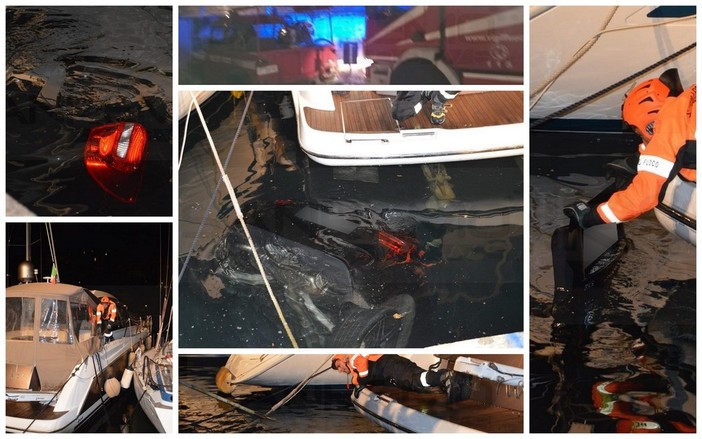 Bordighera: dimentica di inserire il freno a mano e scende dall'auto che finisce in acqua, è accaduto al porto (Foto e Video)