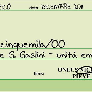 L'assegno per il Gaslini L'assegno per il Gaslini