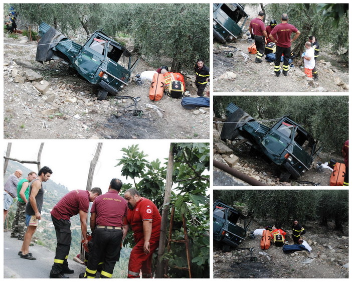 Sanremo: due anziani coniugi finiscono in una fascia con l'Ape, facendo un volo di circa 6 metri Sanremo: due anziani coniugi finiscono in una fascia con l'Ape, facendo un volo di circa 6 metri