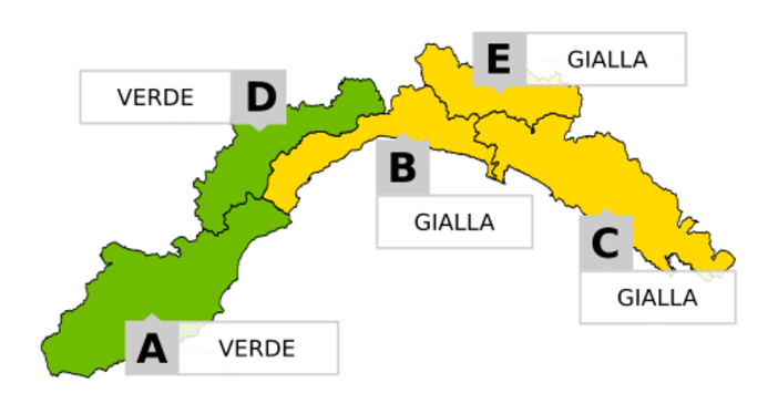 Prolungata l'allerta meteo 'gialla' sul centro-levante della Regione, a Ponente torna la 'verde' Prolungata l'allerta meteo 'gialla' sul centro-levante della Regione, a Ponente torna la 'verde'
