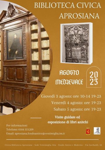 Ventimiglia: il fondo antico della Biblioteca Aprosiana della città alta aderisce all’Agosto Medievale