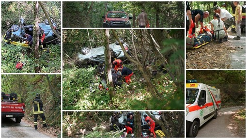 Carpasio: anziano colto da malore finisce fuoristrada con l’auto nel rio Costa, mobilitazione di soccorsi (Foto)