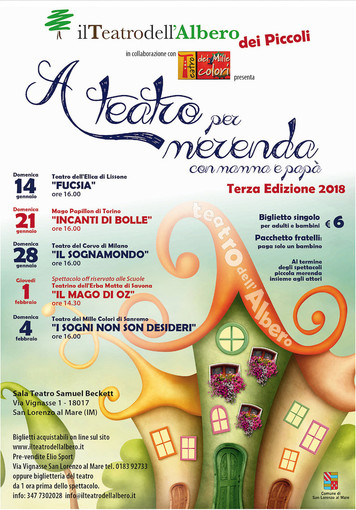 San Lorenzo al Mare: da domenica via alla terza edizione di 'A Teatro per merenda con mamma e papà'