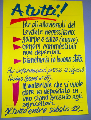 Sanremo: cartelli in tutta la città per esortare la popolazione ad aiutare le zone alluvionate