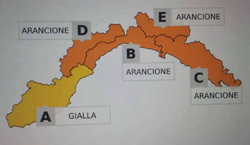 Maltempo di domani e domenica: codice 'Giallo' per la provincia di Imperia e 'Arancio' per il resto della Liguria