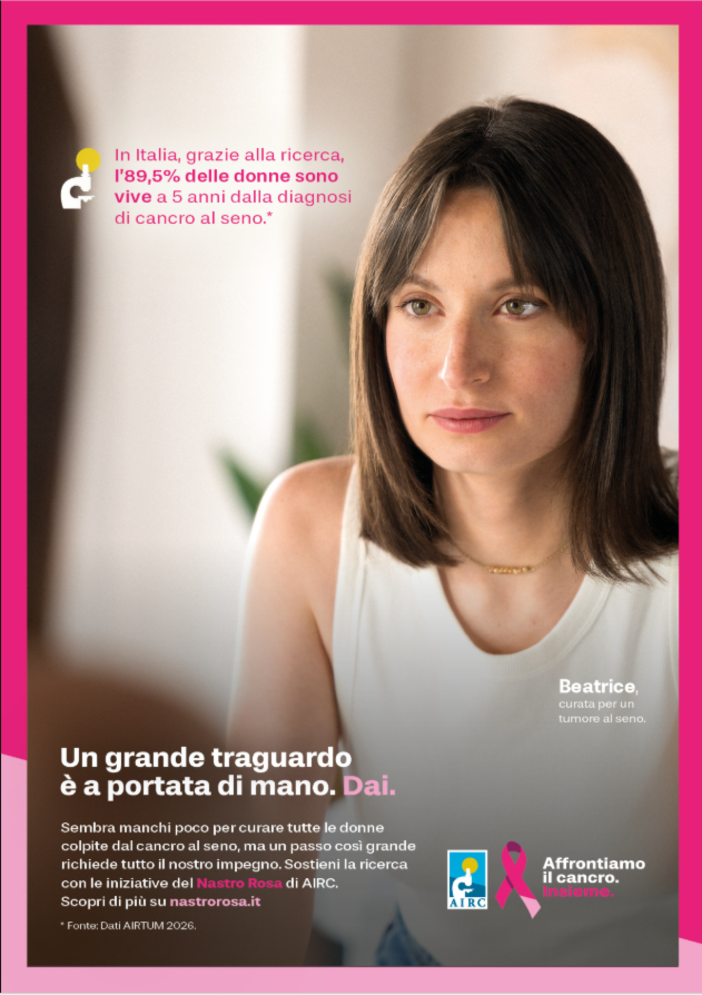Tumore al seno: cresce la sopravvivenza, ma il Nastro Rosa di AIRC sarà completo solo quando ci sarà una cura per tutte le donne Tumore al seno: cresce la sopravvivenza, ma il Nastro Rosa di AIRC sarà completo solo quando ci sarà una cura per tutte le donne