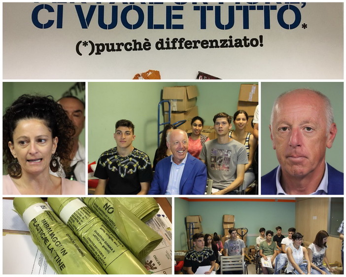 Sanremo: gli studenti del Liceo 'Cassini' diventano 'professori' di raccolta differenziata (Foto e Video) Sanremo: gli studenti del Liceo 'Cassini' diventano 'professori' di raccolta differenziata (Foto e Video)