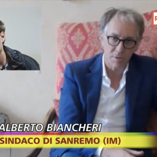 Il sindaco Alberto Biancheri durante la puntata di 'Striscia la Notizia' di questa sera