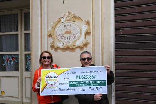 Sanremo: per il 'Restitution Day', il M5S dona più di 1600 euro alla Mensa dei poveri di via Meridiana Sanremo: per il 'Restitution Day', il M5S dona più di 1600 euro alla Mensa dei poveri di via Meridiana