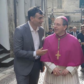 Il segretario della Lega Imperia Antonio Federico con Mons. Antonio Suetta
