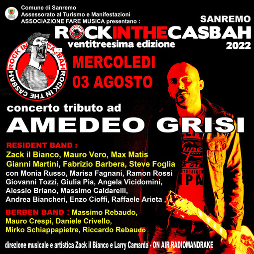 Sanremo: Rock in the Casbah ritorna a casa nel nome di Amedeo Grisi, a San Costanzo è il giorno della ‘prima’ (video) Sanremo: Rock in the Casbah ritorna a casa nel nome di Amedeo Grisi, a San Costanzo è il giorno della ‘prima’ (video)