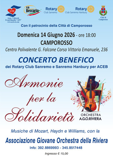 “Armonie per la Solidarietà”: a Camporosso un concerto benefico tra grande musica e impegno sociale “Armonie per la Solidarietà”: a Camporosso un concerto benefico tra grande musica e impegno sociale